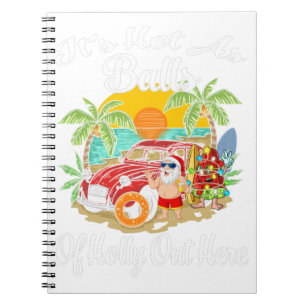 Funny Christmas In July Hot As Balls Santa Summer Notebook