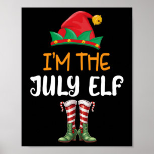 Funny Christmas In July I'm The July Elf Kids Men Poster