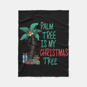 Funny Christmas In July Palm Tree Summer Christmas Fleece Blanket