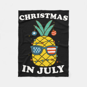 Funny Christmas In July Pineapple Usa Summer Beach Fleece Blanket