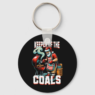 Funny Christmas In July Santa Bbqing Keeper Of The Key Ring