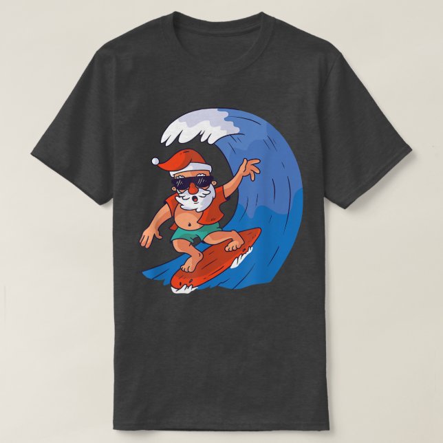 Funny Christmas In July Santa Beach Hat Sunglasses T-Shirt (Design Front)