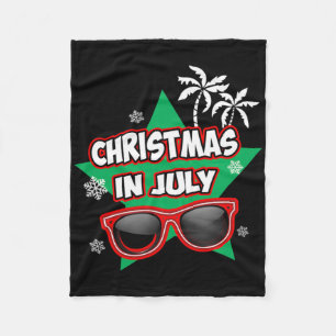 Funny Christmas In July Santa Claus Summer Vacatio Fleece Blanket