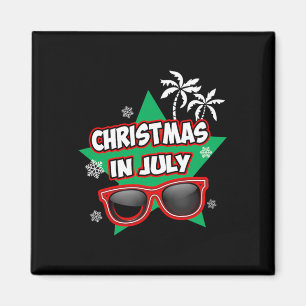 Funny Christmas In July Santa Claus Summer Vacatio Magnet