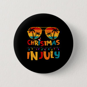 Funny Christmas In July Santa Hat Sungles Summer V 6 Cm Round Badge
