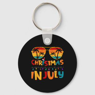Funny Christmas In July Santa Hat Sungles Summer V Key Ring