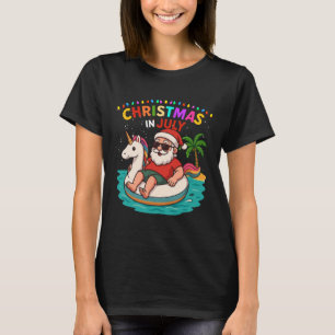 Funny Christmas In July Santa Hawaii Sungles Unico T-Shirt