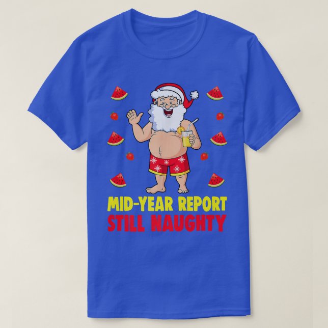 Funny Christmas In July Santa Summer Vacation Prem T-Shirt (Design Front)