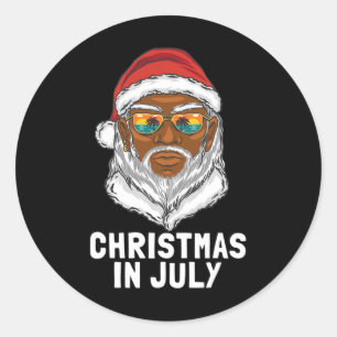 Funny Christmas In July Santa Sungles Summer Vacat Classic Round Sticker