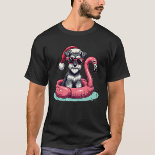 Funny Christmas in July Schnauzer Dog Santa Flamin T-Shirt