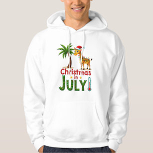 Funny Christmas in July Shirt Santa Giraffe Palm T