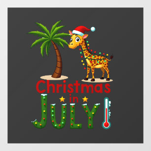 Funny Christmas in July Shirt Santa Giraffe Palm T