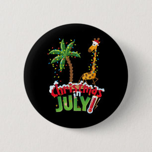 Funny Christmas In July Shirt Santa Giraffe Palm T 6 Cm Round Badge