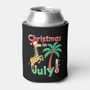 Funny Christmas in July Shirt Santa Giraffe Palm T Can Cooler