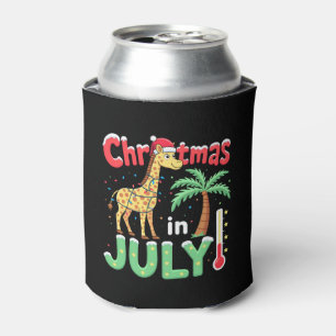 Funny Christmas in July Shirt Santa Giraffe Palm T Can Cooler