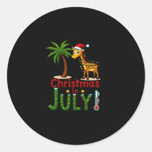 Funny Christmas in July Shirt Santa Giraffe Palm T Classic Round Sticker
