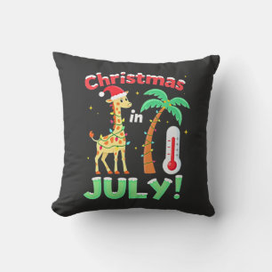 Funny Christmas in July Shirt Santa Giraffe Palm T Cushion