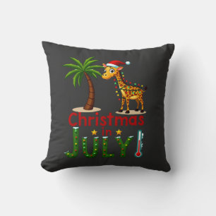 Funny Christmas in July Shirt Santa Giraffe Palm T Cushion