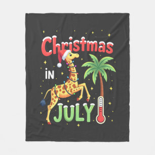 Funny Christmas in July Shirt Santa Giraffe Palm T Fleece Blanket