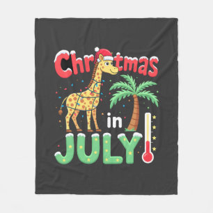 Funny Christmas in July Shirt Santa Giraffe Palm T Fleece Blanket