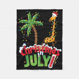 Funny Christmas In July Shirt Santa Giraffe Palm T Fleece Blanket