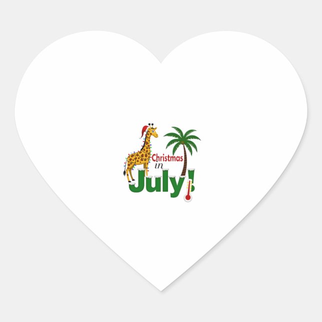 Funny Christmas in July Shirt Santa Giraffe Palm T Heart Sticker (Front)