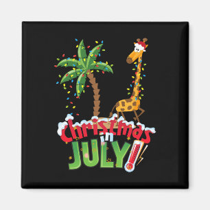 Funny Christmas In July Shirt Santa Giraffe Palm T Magnet