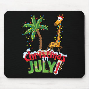 Funny Christmas In July Shirt Santa Giraffe Palm T Mouse Pad