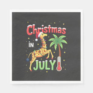 Funny Christmas in July Shirt Santa Giraffe Palm T Napkin