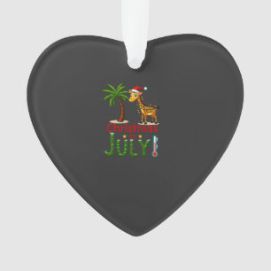 Funny Christmas in July Shirt Santa Giraffe Palm T Ornament