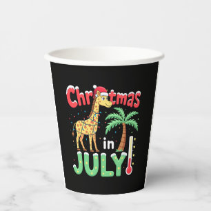 Funny Christmas in July Shirt Santa Giraffe Palm T Paper Cups