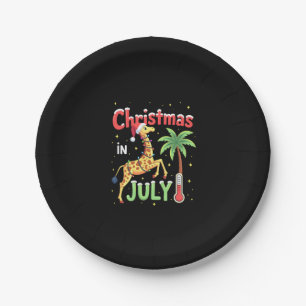Funny Christmas in July Shirt Santa Giraffe Palm T Paper Plate
