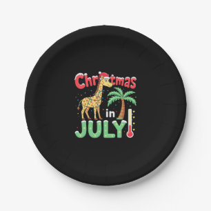 Funny Christmas in July Shirt Santa Giraffe Palm T Paper Plate