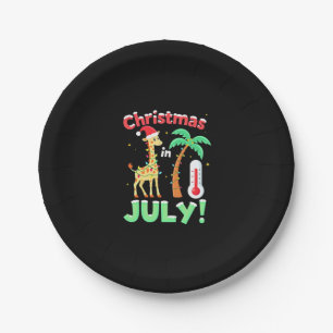 Funny Christmas in July Shirt Santa Giraffe Palm T Paper Plate