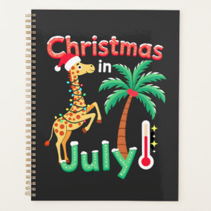 Funny Christmas in July Shirt Santa Giraffe Palm T Planner