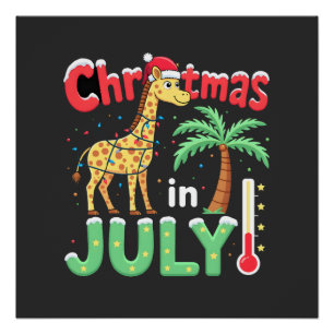 Funny Christmas in July Shirt Santa Giraffe Palm T Poster