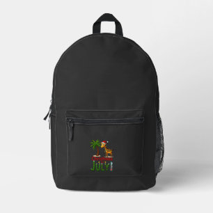 Funny Christmas in July Shirt Santa Giraffe Palm T Printed Backpack
