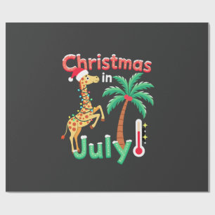Funny Christmas in July Shirt Santa Giraffe Palm T Wrapping Paper