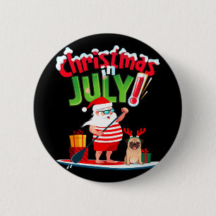 Funny christmas in july shirt summer beach 6 cm round badge
