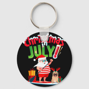 Funny christmas in july shirt summer beach key ring
