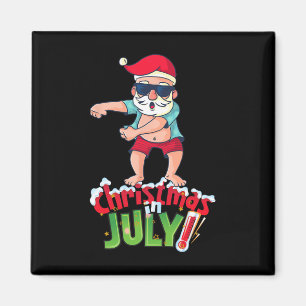 Funny Christmas In July Shirt Summer Dabbing Santa Magnet