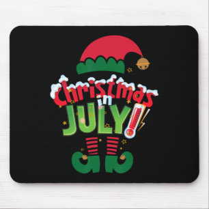 Funny Christmas In July Shirt Summer Elf Santa Xma Mouse Pad