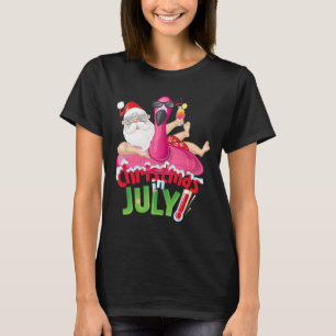 Funny Christmas In July Shirt Summer Flamingo Floa