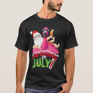 Funny Christmas In July Shirt Summer Flamingo Floa