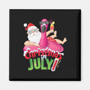 Funny Christmas In July Shirt Summer Flamingo Floa Magnet