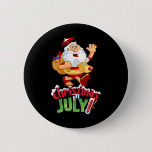 Funny Christmas In July Shirt Summer Reindeer Floa 6 Cm Round Badge