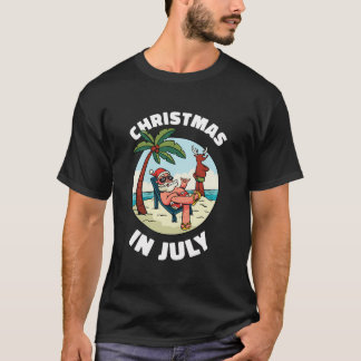 Funny Christmas In July Shirt Summer Santa On Beac