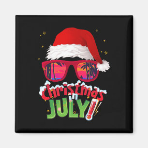 Funny Christmas In July Shirt Summer Santa Sungles Magnet