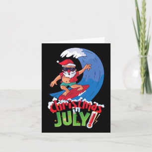 Funny Christmas In July Shirt Summer Santa Surfing Card