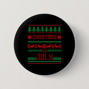 Funny Christmas In July Shirt Summer Ugly Sweater 6 Cm Round Badge